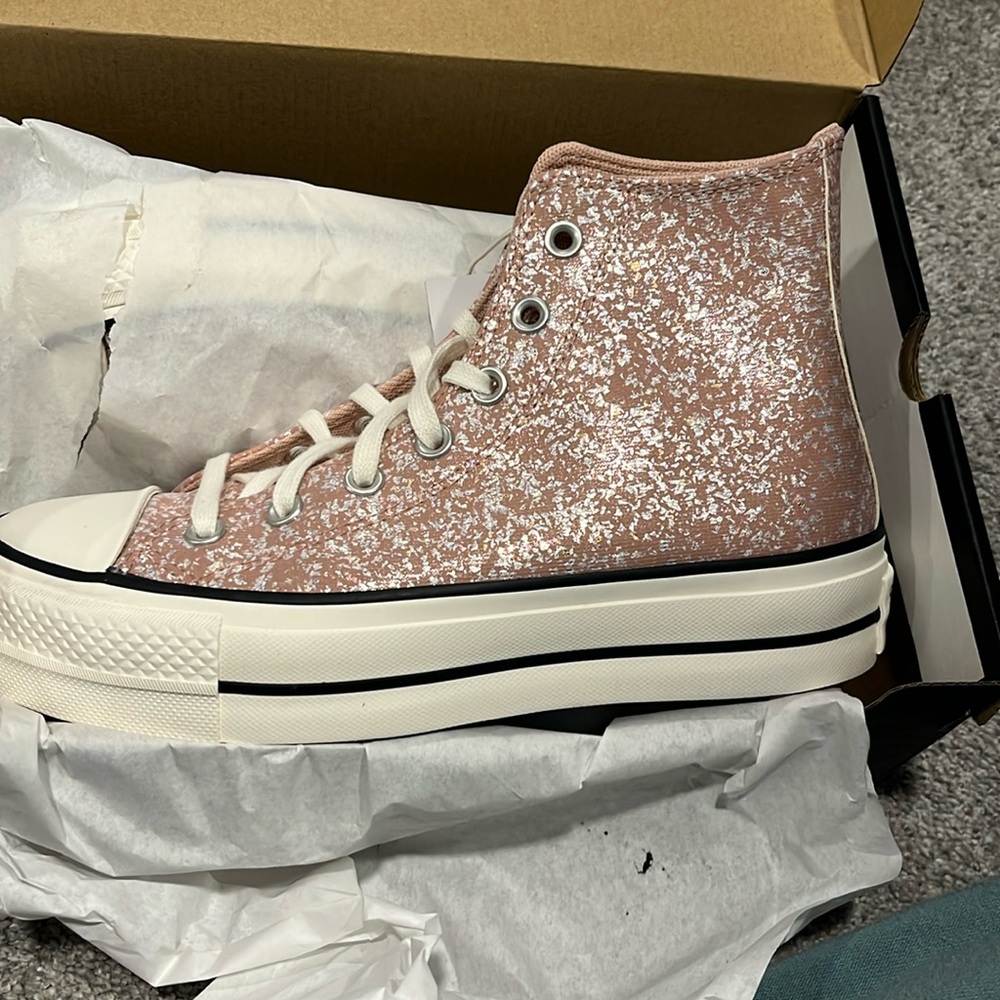 Glitter platform high top converse